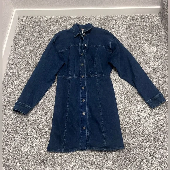 Women’s Free People Sz 2 Amber Denim Dress - Picture 1 of 4